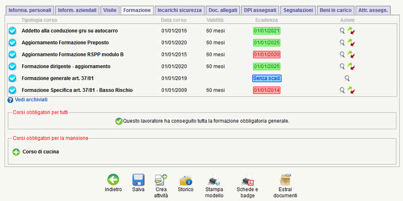 Visualizzazione attestati di formazione del lavoratore