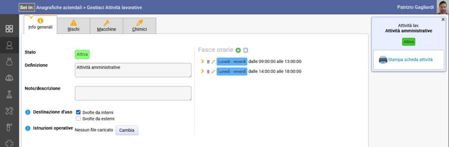 Il prospetto orario delle attività Il prospetto orario delle attività