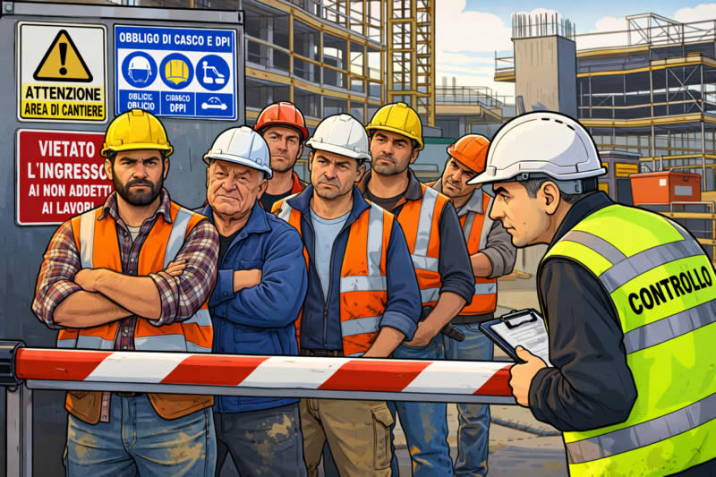 Controlli sui lavoratori in un cantiere