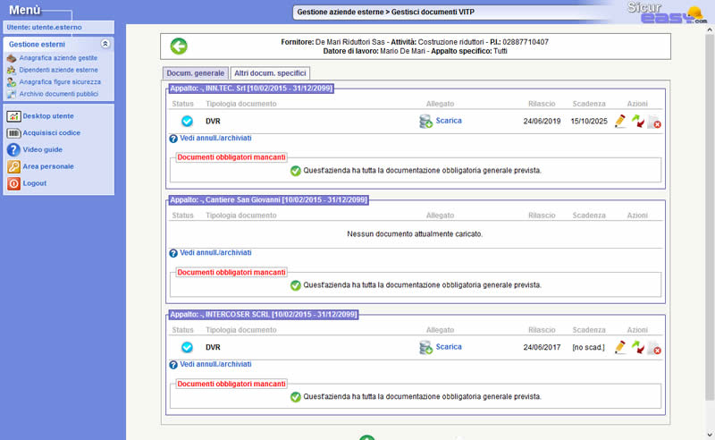 Portale fornitori Sicureasy VITP