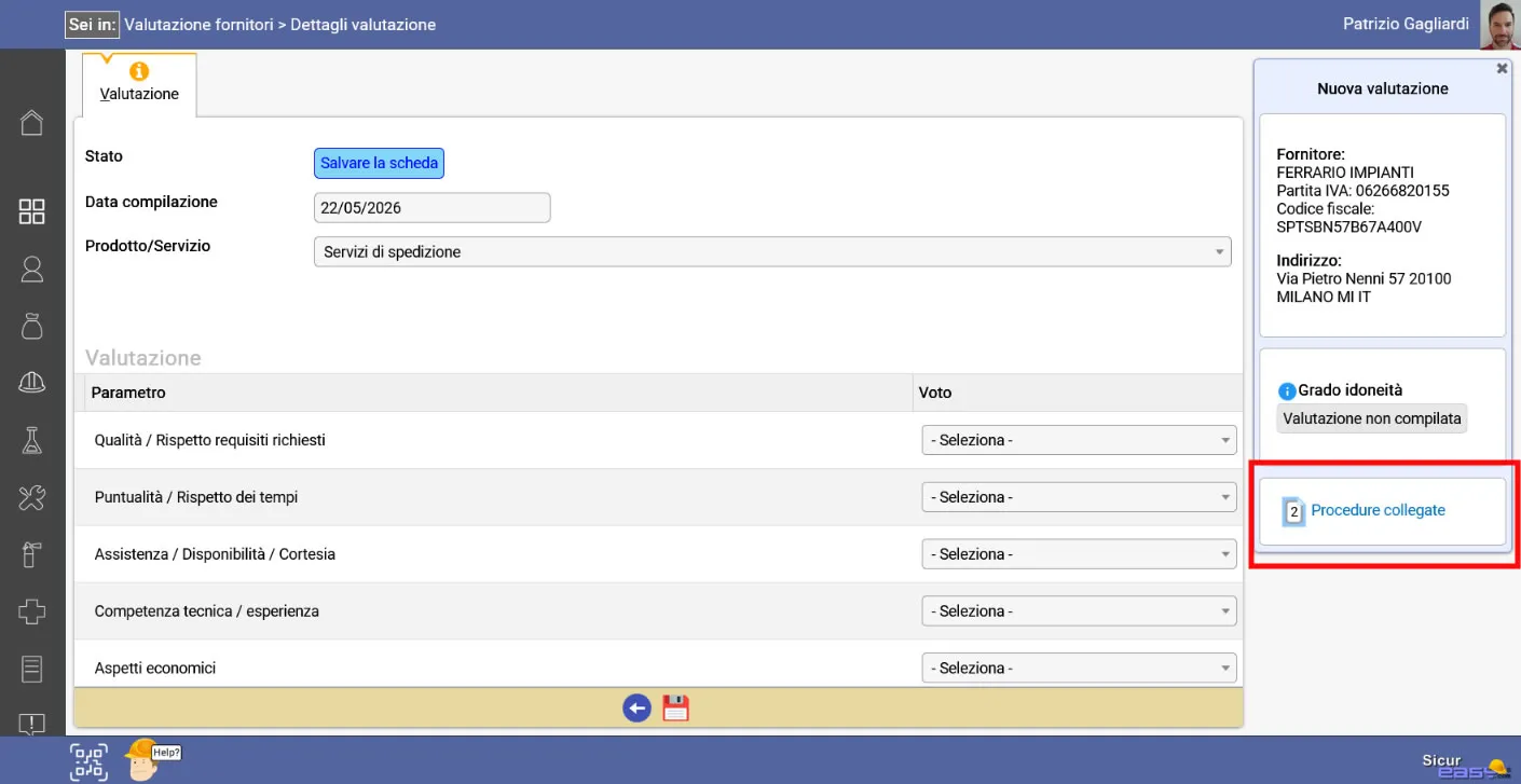Valutazione fornitori qualit� con procedure evidenziate
